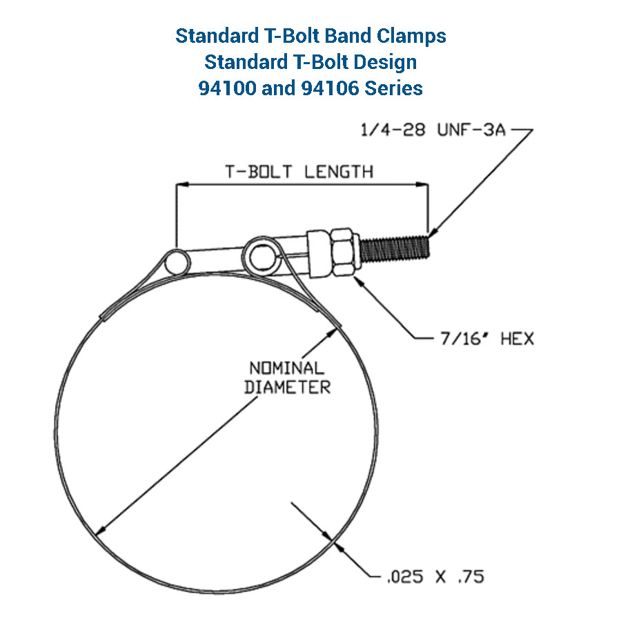 Stainless Steel Band with Bolt Size Range 7.04-7.34 Size Range 7.04-7.34 United Pacific Distributors 853-725 T-Bolt Clamp 