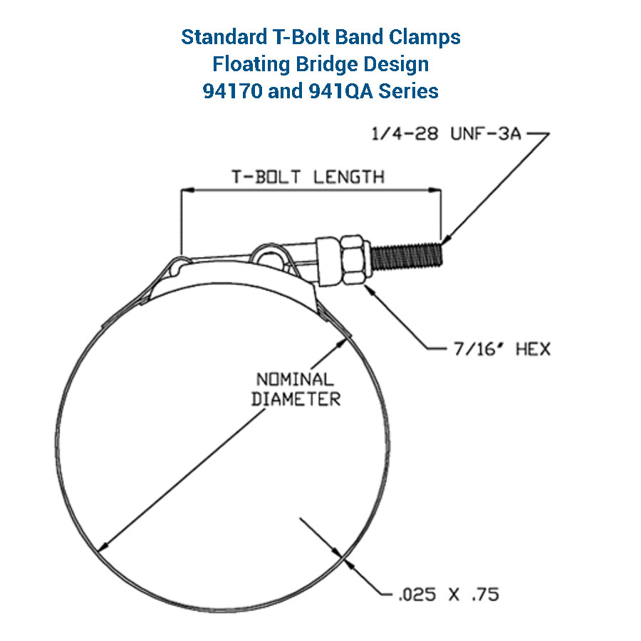United Pacific Distributors 853-650 T-Bolt Clamp Size Range 6.28-6.59 Stainless Steel Band with Bolt 