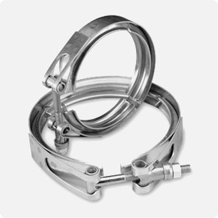 V-Band Clamps/Couplings with 300 series stainless steel bands and retainers